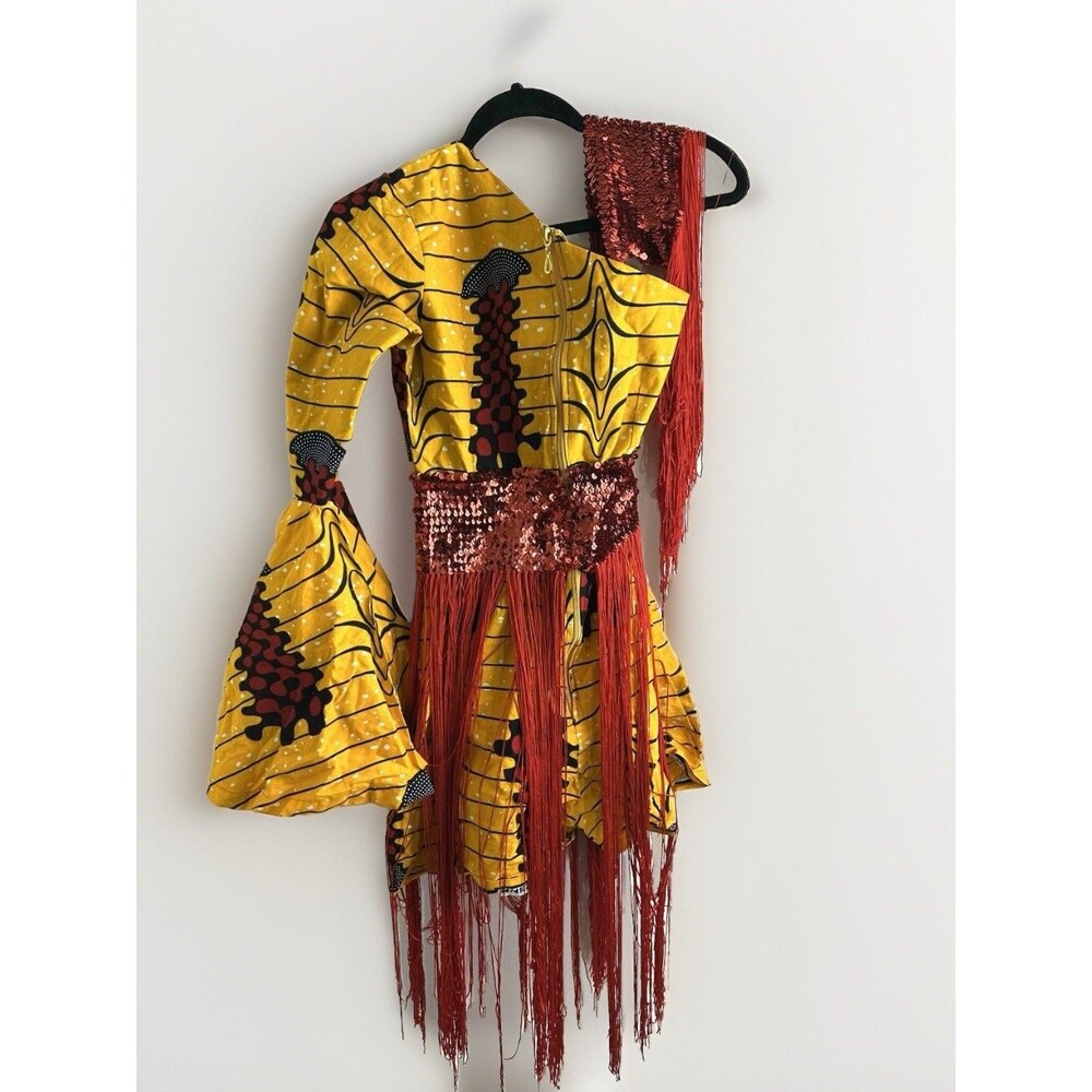 Girls African Wax Fabric Ankara Dress No Size Check Measurements Fringe